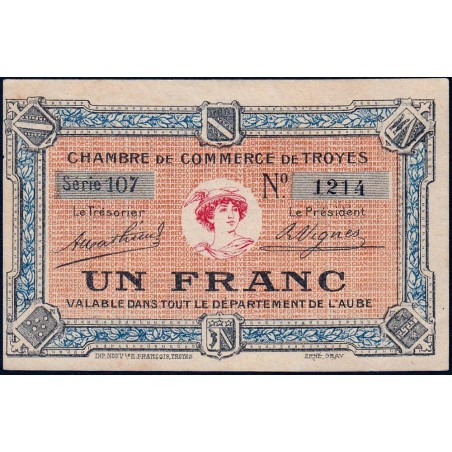 Troyes - Pirot 124-6 - 1 franc - Série 107 - Sans date - Etat : SUP