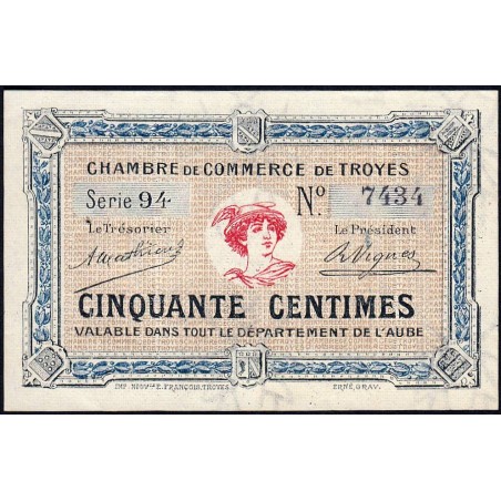 Troyes - Pirot 124-7a - 50 centimes - Série 94 - 4e émission - Sans date - Etat : SUP+