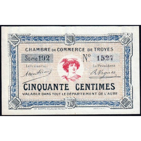 Troyes - Pirot 124-7a - 50 centimes - Série 192 - 4e émission - Sans date - Etat : NEUF