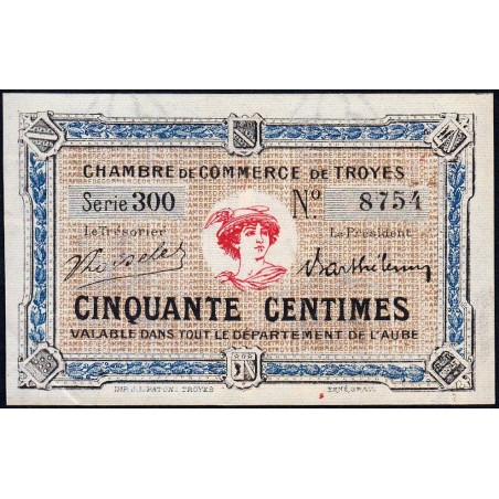 Troyes - Pirot 124-9a - 50 centimes - Série 300 - 5e émission - Sans date - Etat : SUP+