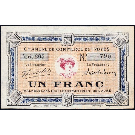 Troyes - Pirot 124-10 - 1 franc - Série 265 - 5e émission - Sans date - Etat : pr.NEUF