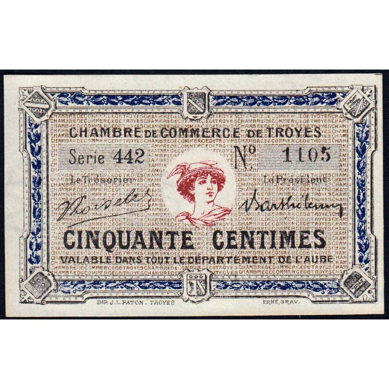 Troyes - Pirot 124-11 - 50 centimes - Série 442 - 6e émission - Sans date - Etat : NEUF
