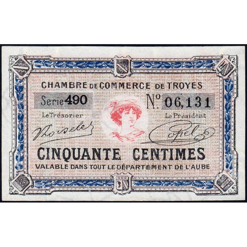 Troyes - Pirot 124-13 - 50 centimes - Série 490 - 7e émission - Sans date - Etat : pr.NEUF