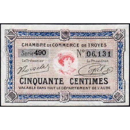 Troyes - Pirot 124-13 - 50 centimes - Série 490 - 7e émission - Sans date - Etat : pr.NEUF