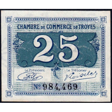 Troyes - Pirot 124-15 - 25 centimes - Sans série - Sans date - Etat : NEUF