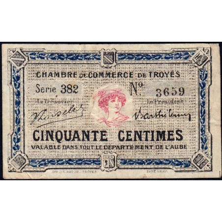 Troyes - Pirot 124-11 - 50 centimes - Série 382 - 6e émission - Sans date - Etat : TB-