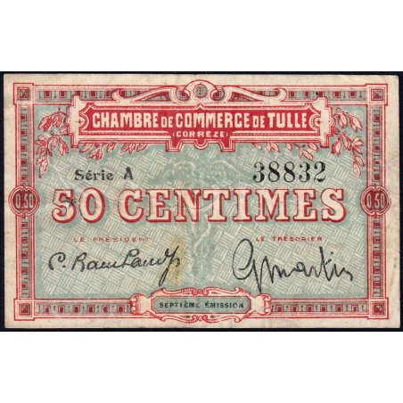 Tulle - Pirot 125-1 - 50 centimes - Série A - 7e émission - Sans date - Etat : TB+