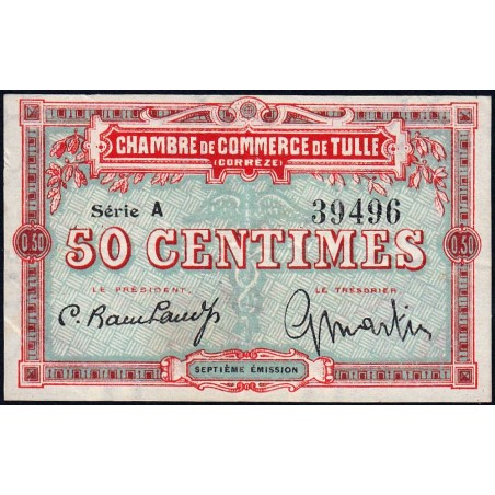 Tulle - Pirot 125-1 - 50 centimes - Série A - 7e émission - Sans date - Etat : TTB+