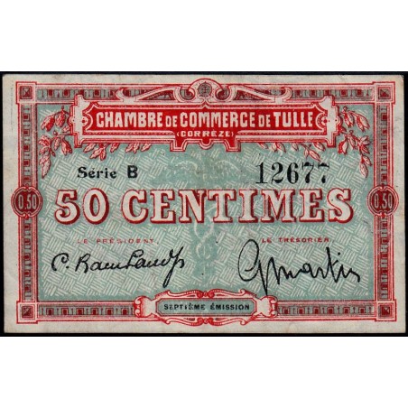 Tulle - Pirot 125-1 - 50 centimes - Série B - 7e émission - Sans date - Etat : TTB