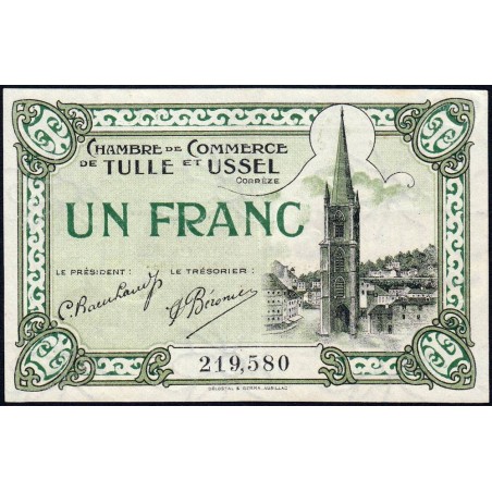 Tulle et Ussel - Pirot 126-3 - 1 franc - Série A - 8e émission - Sans date - Etat : SUP+