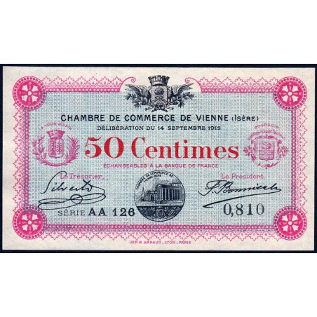 Vienne (Isère) - Pirot 128-4 - 50 centimes - Série AA 126 - 14/09/1915 - Etat : pr.NEUF