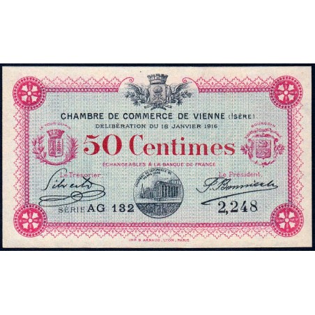 Vienne (Isère) - Pirot 128-11 - 50 centimes - Série AG 132 - 18/01/1916 - Etat : SPL