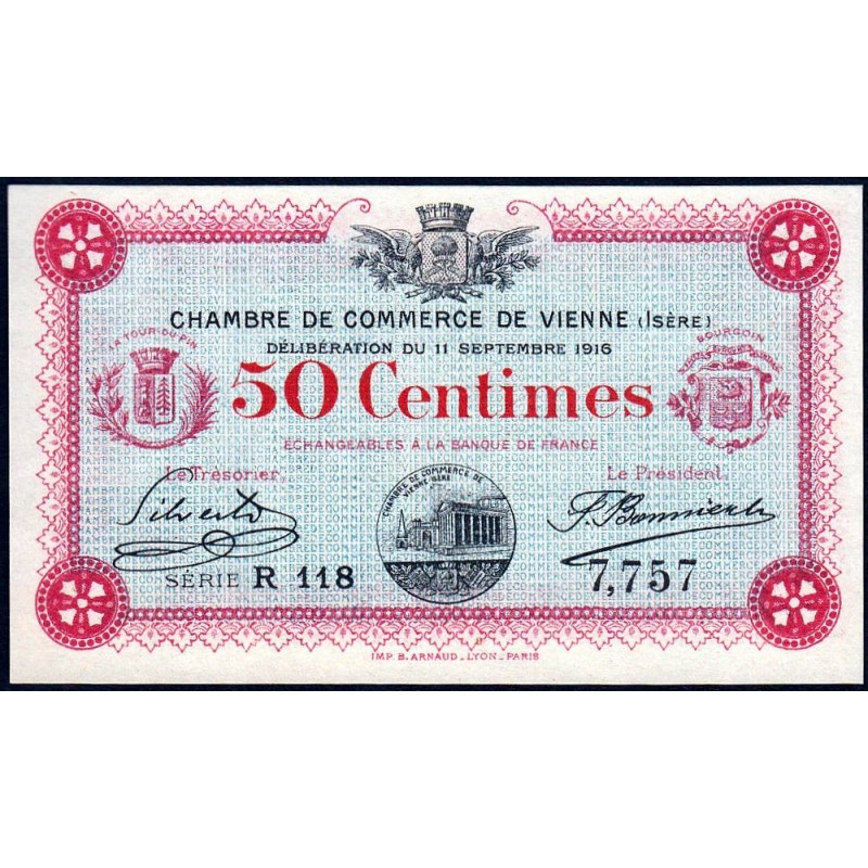 Vienne (Isère) - Pirot 128-15 - 50 centimes - Série R 118 - 11/09/1916 - Etat : NEUF
