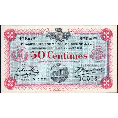 Vienne (Isère) - Pirot 128-20 - 50 centimes - Série V 122 - 4e émission - 08/07/1918 - Etat : SPL