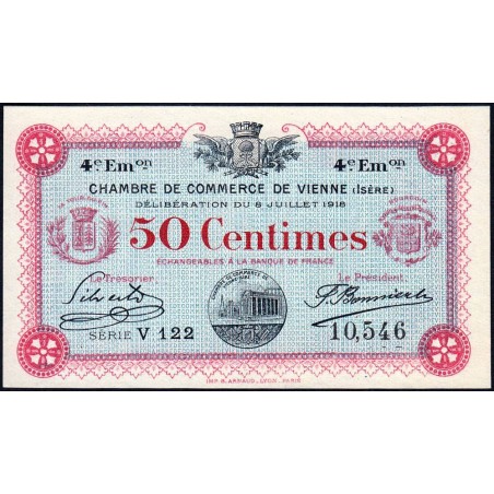 Vienne (Isère) - Pirot 128-20 - 50 centimes - Série V 122 - 4e émission - 08/07/1918 - Etat : NEUF