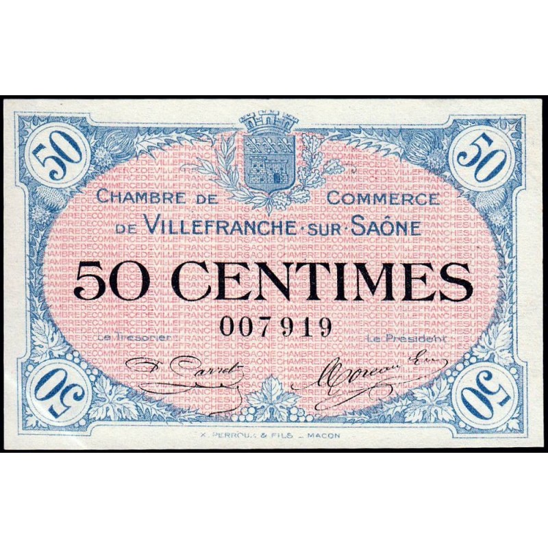 Villefranche-sur-Saône - Pirot 129-1 - 50 centimes - 02/12/1915 - Etat : SUP+