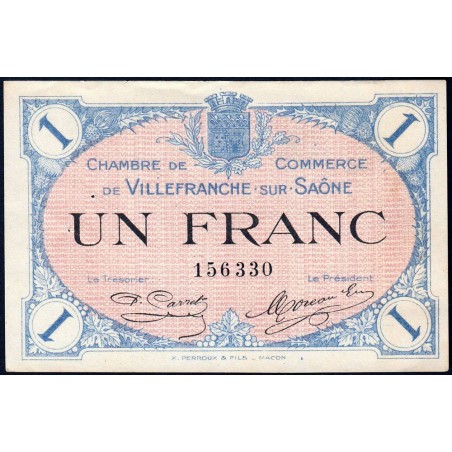 Villefranche-sur-Saône - Pirot 129-4 - 1 franc - 02/12/1915 - Etat : SUP