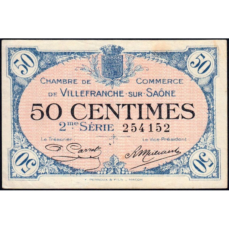 Villefranche-sur-Saône - Pirot 129-7 - 50 centimes - 2me Série - 30/06/1918 - Etat : TTB