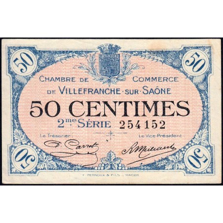 Villefranche-sur-Saône - Pirot 129-7 - 50 centimes - 2me Série - 30/06/1918 - Etat : TTB