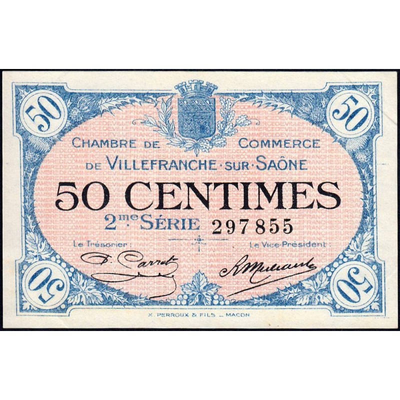 Villefranche-sur-Saône - Pirot 129-7 - 50 centimes - 2me Série - 30/06/1918 - Etat : SPL