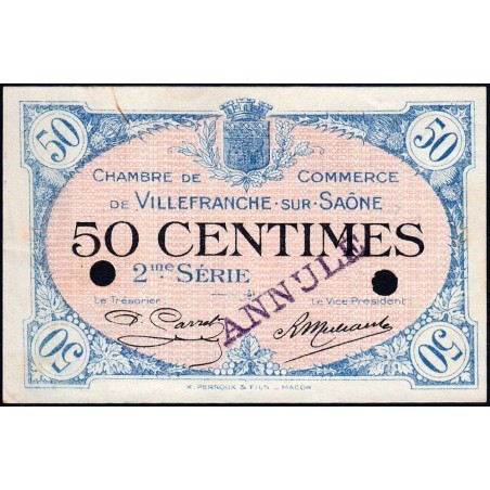 Villefranche-sur-Saône - Pirot 129-8 - 50 centimes - 2me Série - Annulé - 30/06/1918 - Etat : SUP+