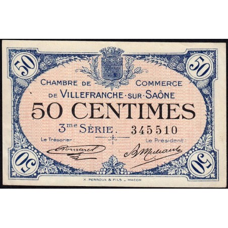 Villefranche-sur-Saône - Pirot 129-11 - 50 centimes - 3me Série - 30/04/1920 - Etat : TTB+