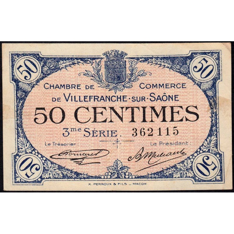Villefranche-sur-Saône - Pirot 129-11 - 50 centimes - 3me Série - 30/04/1920 - Etat : TTB