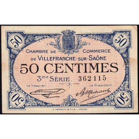 Villefranche-sur-Saône - Pirot 129-11 - 50 centimes - 3me Série - 30/04/1920 - Etat : TTB