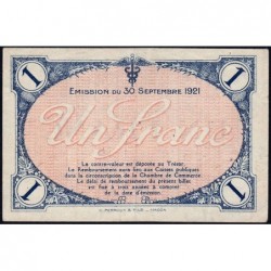 Villefranche-sur-Saône - Pirot 129-17 - 1 franc - 4me Série - 30/09/1921 - Etat : TTB