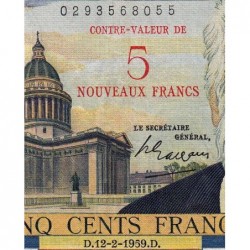 F 52-02 - 12/02/1959 - 5 nouv. francs sur 500 francs - Victor Hugo - Série L.118 - Etat : TTB+