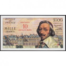F 53-01 - 07-03/1957 - 10 nouv. francs sur 1000 francs - Richelieu - Série C.333 - Etat : SUP+