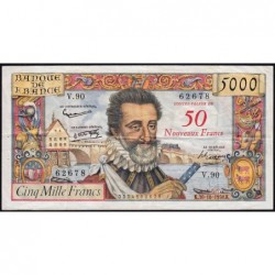 F 54-01 - 30/10/1958 - 50 nouv. francs sur 5000 francs - Henri IV - Série V.90 - Etat : TTB-