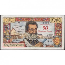 F 54-02 - 05/03/1959 - 50 nouv. francs sur 5000 francs - Henri IV - Série G.98 - Etat : TB+