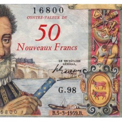 F 54-02 - 05/03/1959 - 50 nouv. francs sur 5000 francs - Henri IV - Série G.98 - Etat : TB+