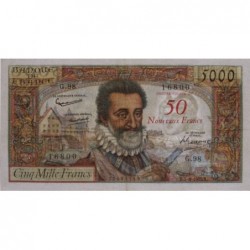 F 54-02 - 05/03/1959 - 50 nouv. francs sur 5000 francs - Henri IV - Série G.98 - Etat : TB+