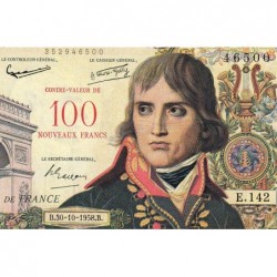 F 55-01 - 30/10/1958 - 100 nouv. francs sur 10000 francs - Bonaparte - Série E.142 - Etat : TB+