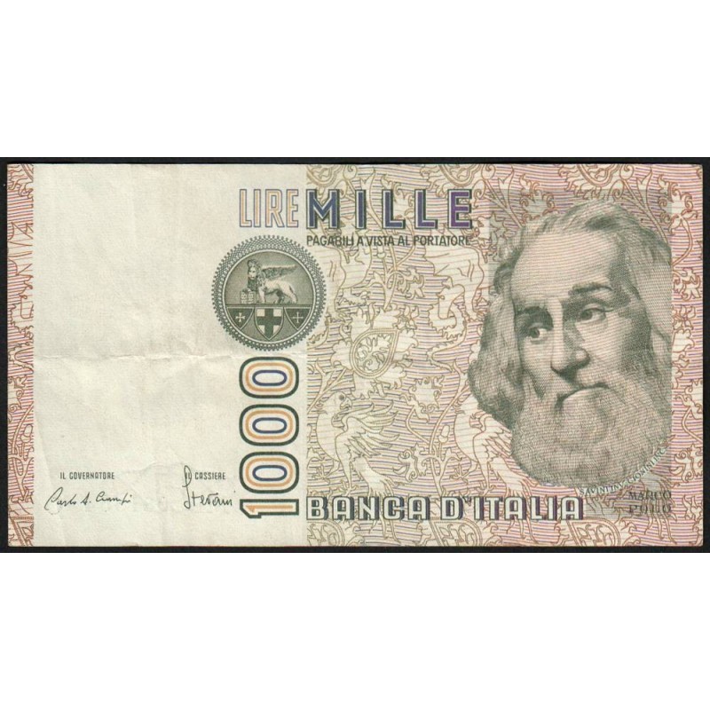 Italie - Pick 109a_4 - 1'000 lire - Lettre D - Série MD O - 06/01/1982 (28/10/1985) - Etat : TTB