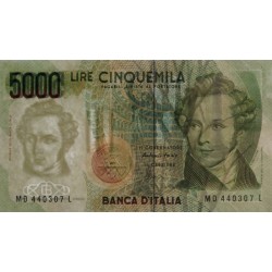 Italie - Pick 111c - 5'000 lire - Lettre D - 04/01/1985 (1996) - Etat : TTB+
