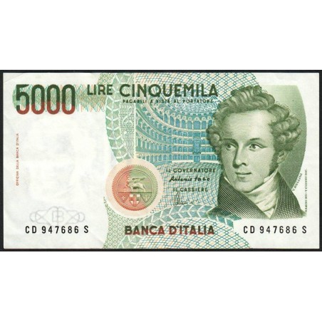 Italie - Pick 111c - 5'000 lire - Lettre D - 04/01/1985 (1996) - Etat : SUP