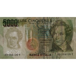 Italie - Pick 111c - 5'000 lire - Lettre D - 04/01/1985 (1996) - Etat : SPL