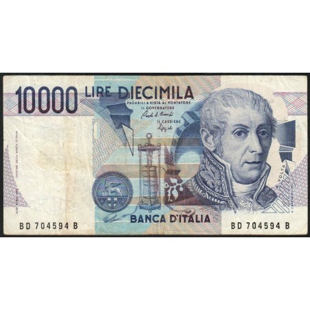 Italie - Pick 112b - 10'000 lire - Lettre D - 03/09/1984 (1989) - Etat : TB-