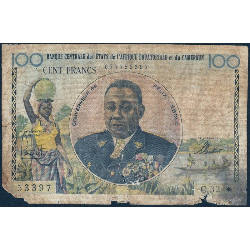 Cameroun - Afrique Equatoriale - Pick 1e - 100 francs - Série C.32 - 1961 - Etat : AB-