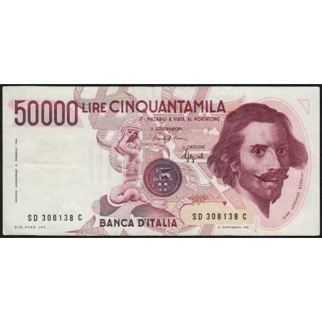 Italie - Pick 113b - 50'000 lire - Lettre D - 06/02/1984 (1990) - Etat : TTB+