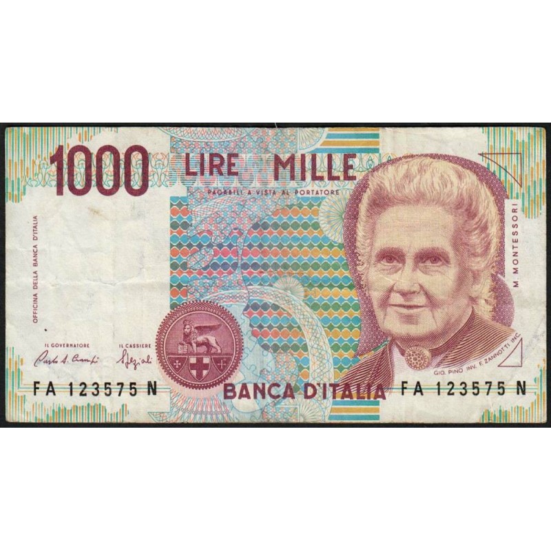 Italie - Pick 114a - 1'000 lire - Lettre A - 03/10/1990 - Etat : TB