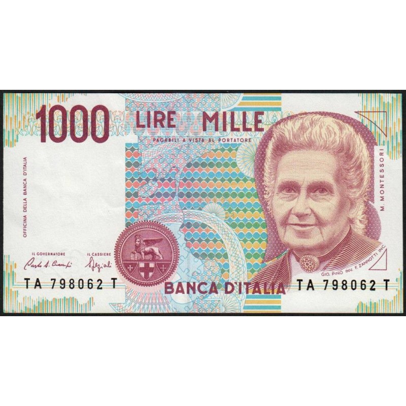 Italie - Pick 114a - 1'000 lire - Lettre A - 03/10/1990 - Etat : SUP