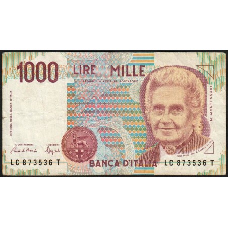 Italie - Pick 114a - 1'000 lire - Lettre C - 03/10/1990 (1993) - Etat : TB