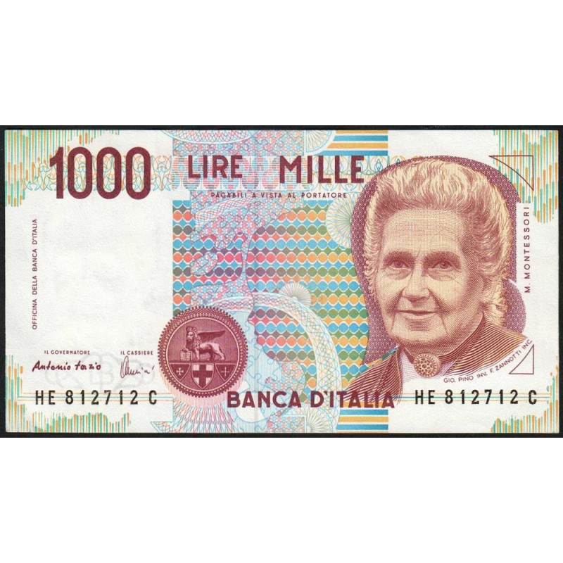 Italie - Pick 114c - 1'000 lire - Lettre E - 03/10/1990 (1995) - Etat : SPL