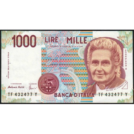 Italie - Pick 114c - 1'000 lire - Lettre F - 03/10/1990 (1996) - Etat : SUP