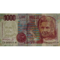 Italie - Pick 114c - 1'000 lire - Lettre G - 03/10/1990 (21/07/1998) - Etat : SUP