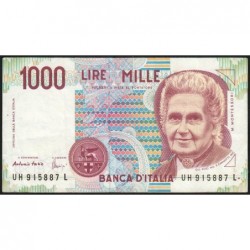 Italie - Pick 114c - 1'000 lire - Lettre H - 03/10/1990 (19/08/1998) - Etat : TTB